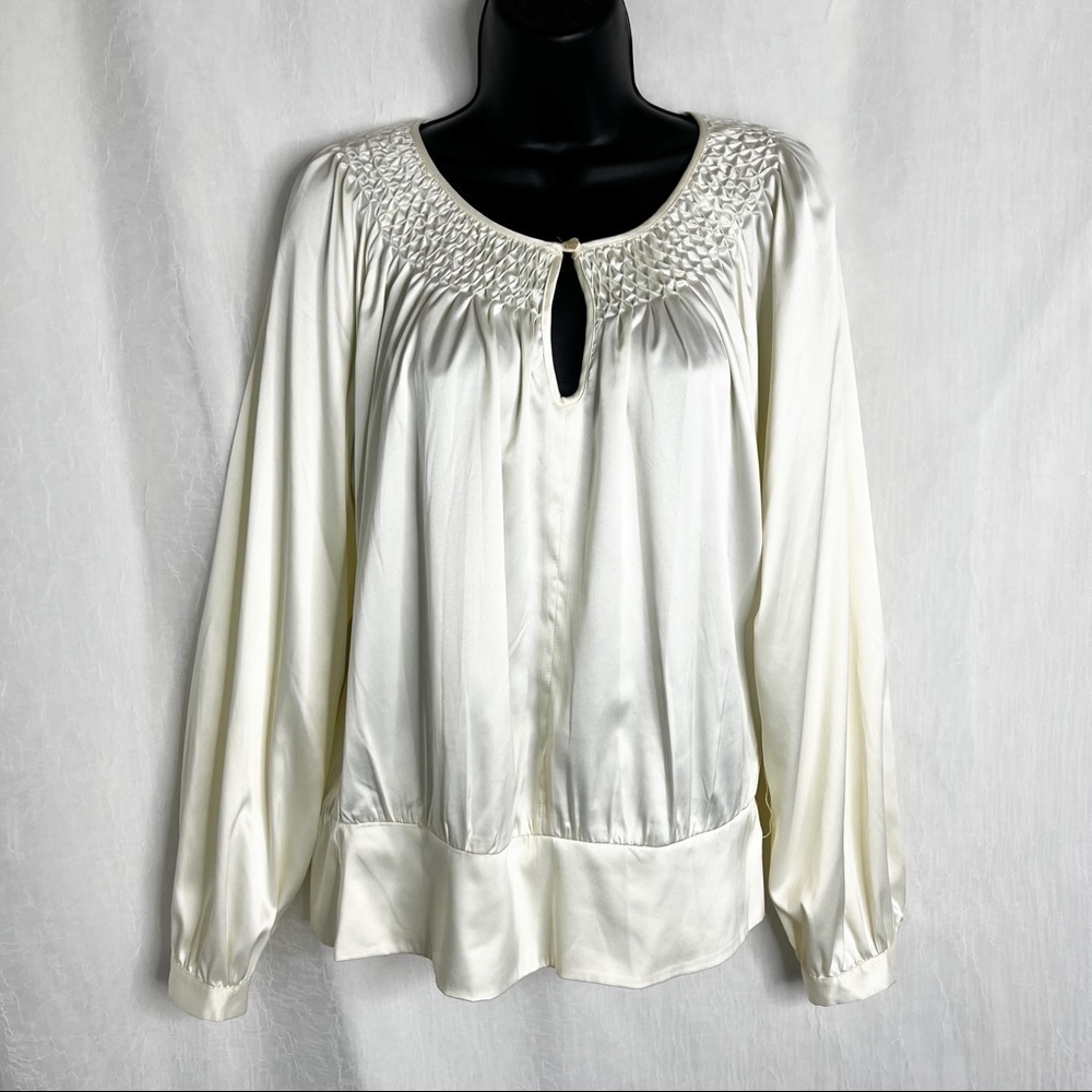 BOB MACKIE Studio Vintage Ivory Satin Blouse